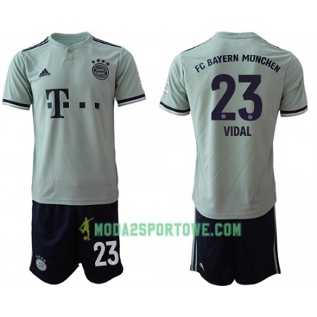 Koszulka Bayern Monachium Vidal 23 Dziecięcy Wyjazdowe Stroje Piłkarskie 2018/19 Krótki Rękaw